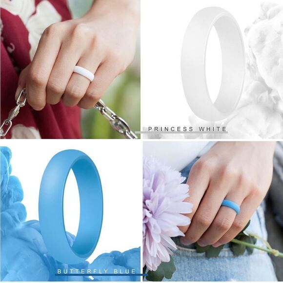 Silicone Wedding Bands Pack of 7 - Picture 3 of 5